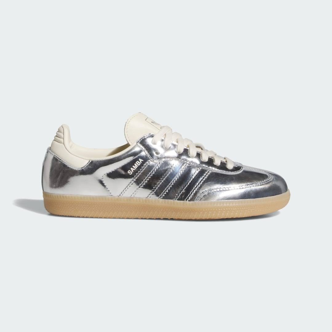 adidas Samba OG W Shoes - Women's - Silver _ Silver Metallic _ Gum - 13.5