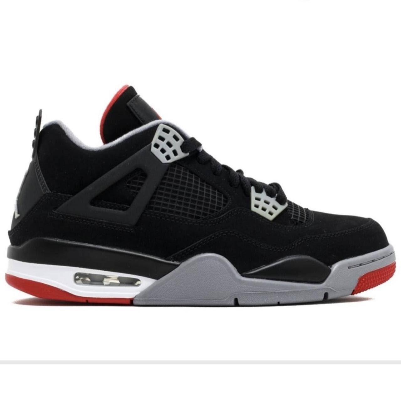 Nike Air Jordan 4 Retro Bred Sneakers - Black_Cement Grey_Fire Red - Men's US 10.5