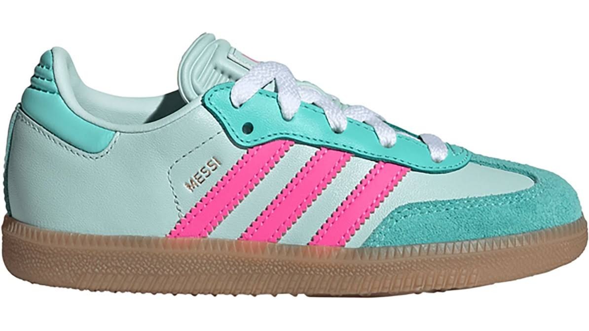 adidas Kids Preschool Samba Messi Green & Pink Shoes