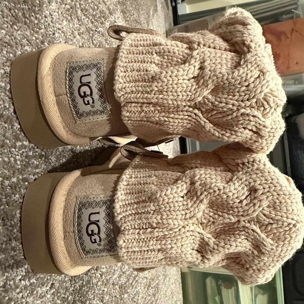 UGG Women's Tan_Cream Cable Knit Midcalf Boots - US 9