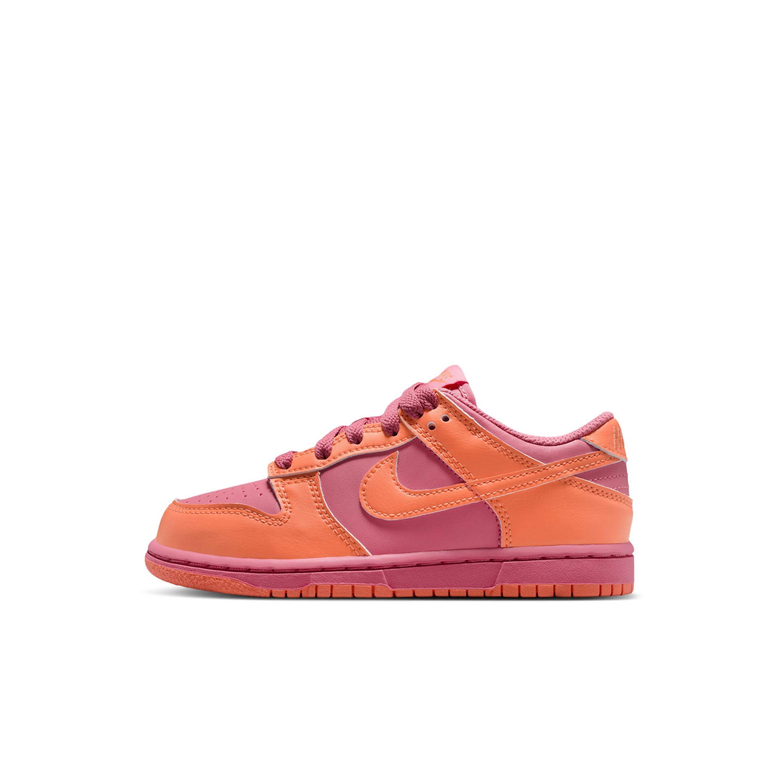 Kids' Nike Little Dunk Low Casual Shoes in Peony_Orange Frost_Orange Frost