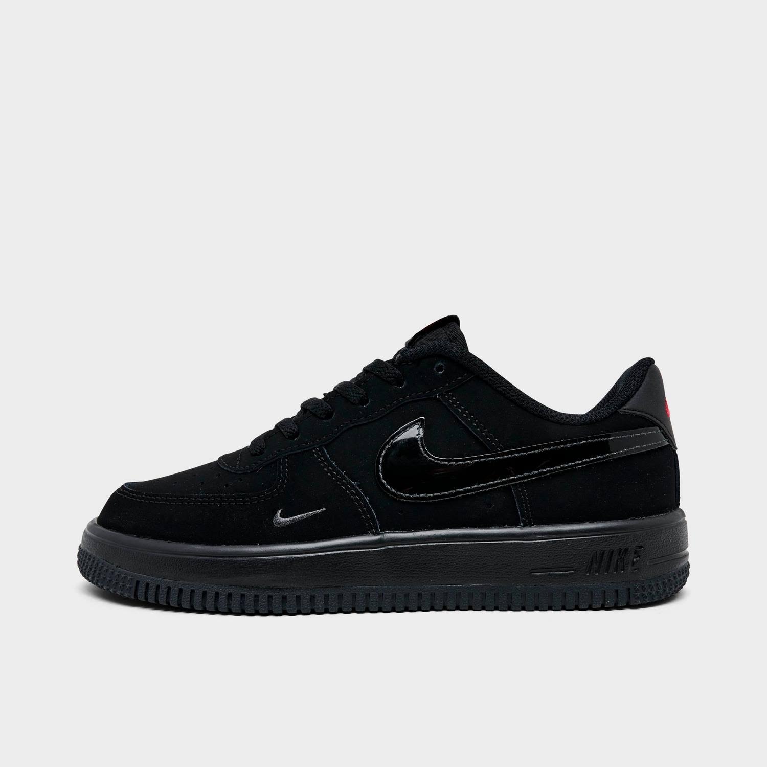 Little Kids' Nike Force 1 Low Casual Shoes Black_Smoke Grey_Dark Smoke Grey