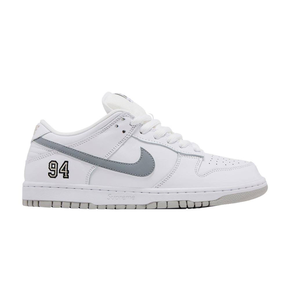 Nike SB Dunk Low Supreme 94 White Metallic Silver Men s