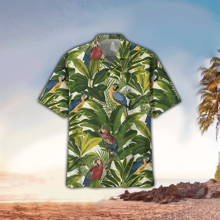 Parrot Banana Leaves Hawaiian Shirt