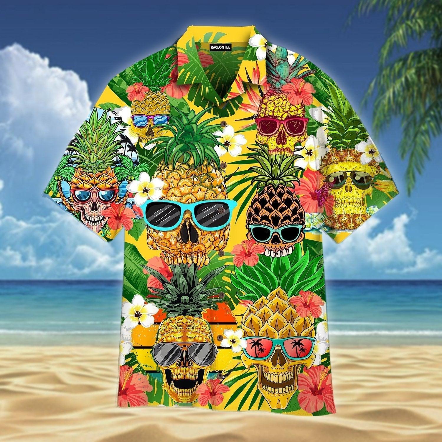 Pineapple Skull Tropical Hawaiian Shirt