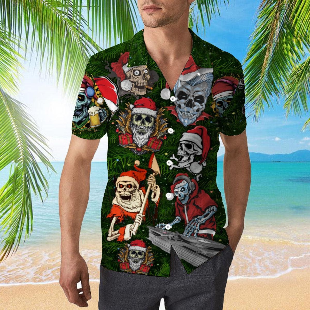 Merry Christmas Skull Santa Hawaiian Shirt