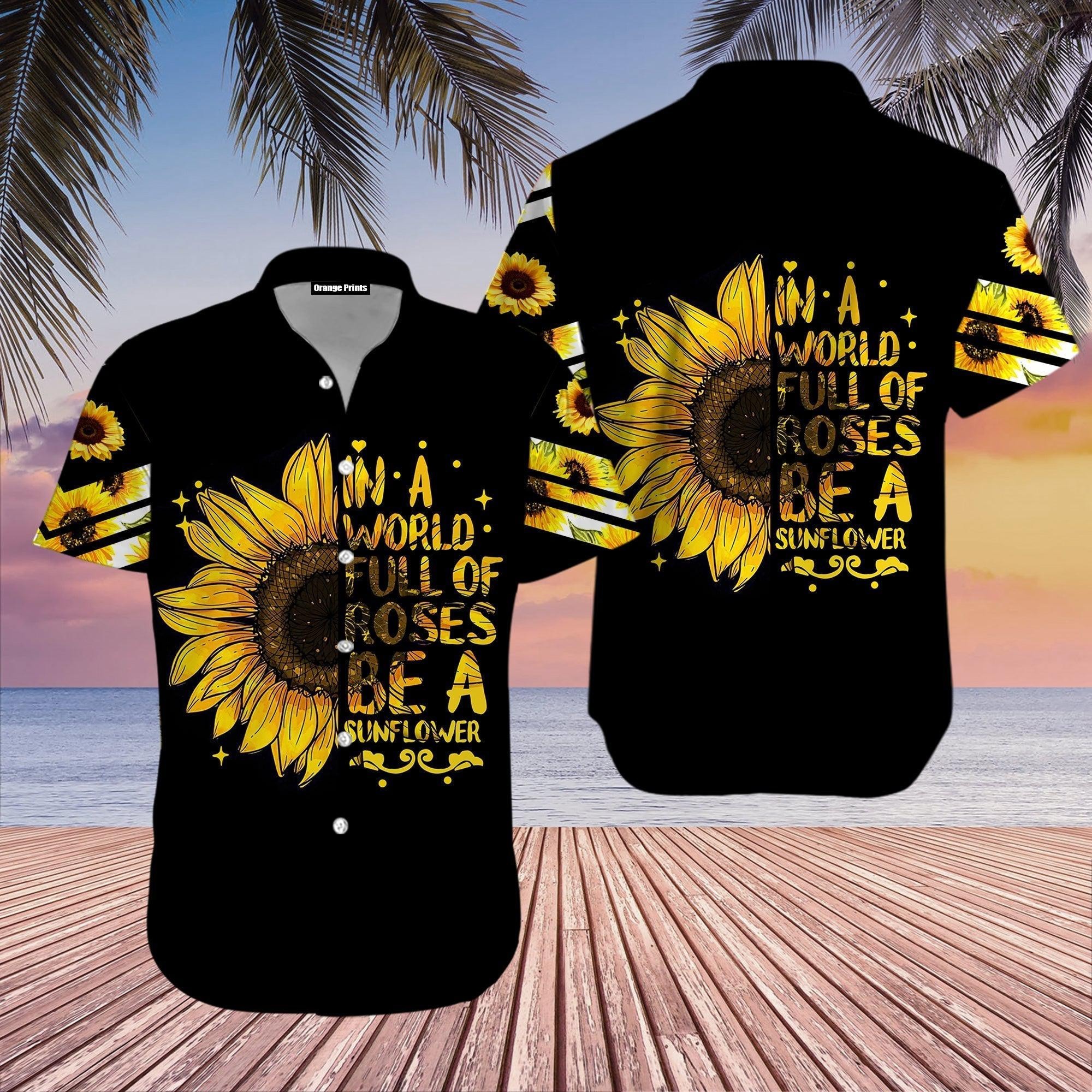 Sunflower In A World Hippie Hawaiian Shirt