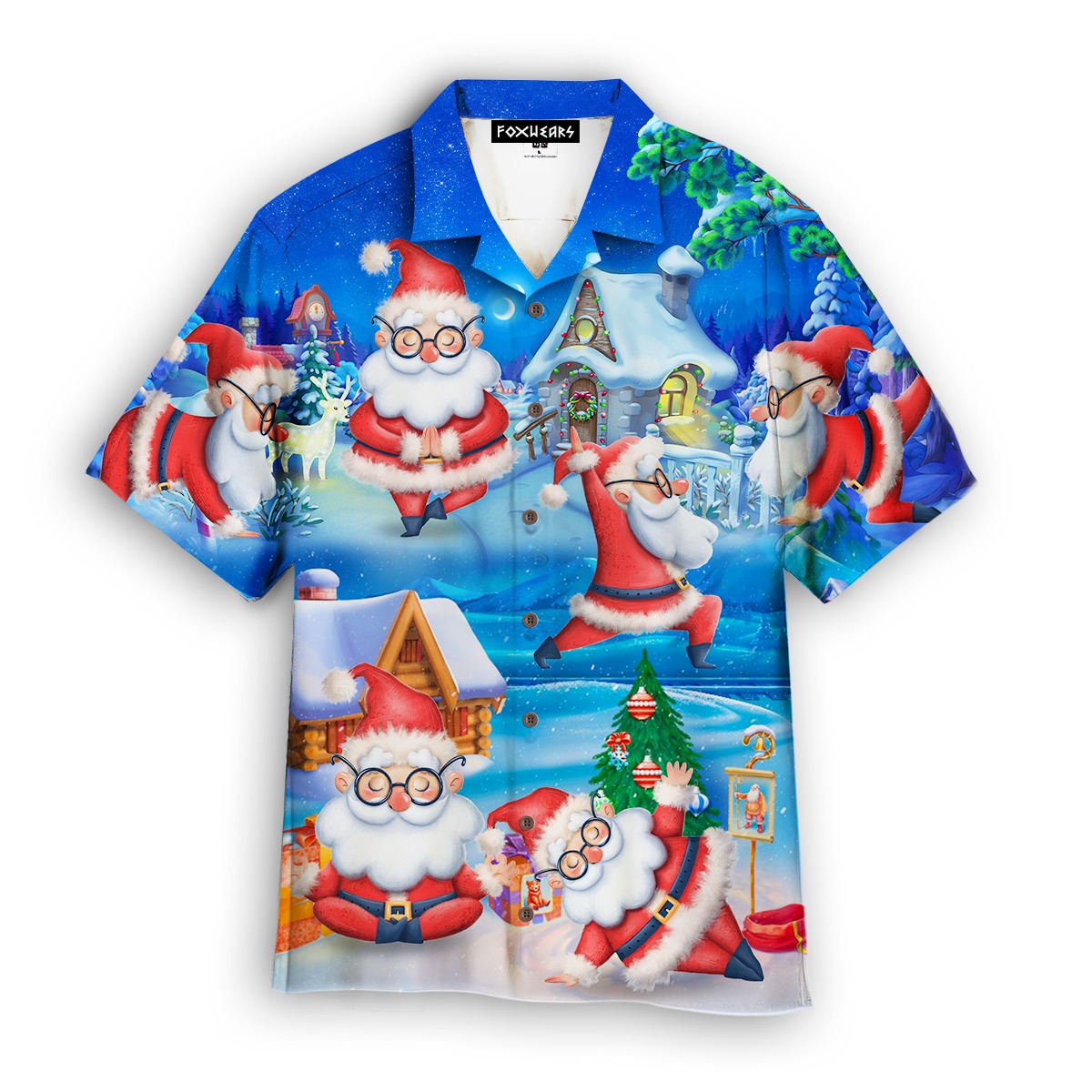 Santa Yoga Merry Christmas Hawaiian Shirt