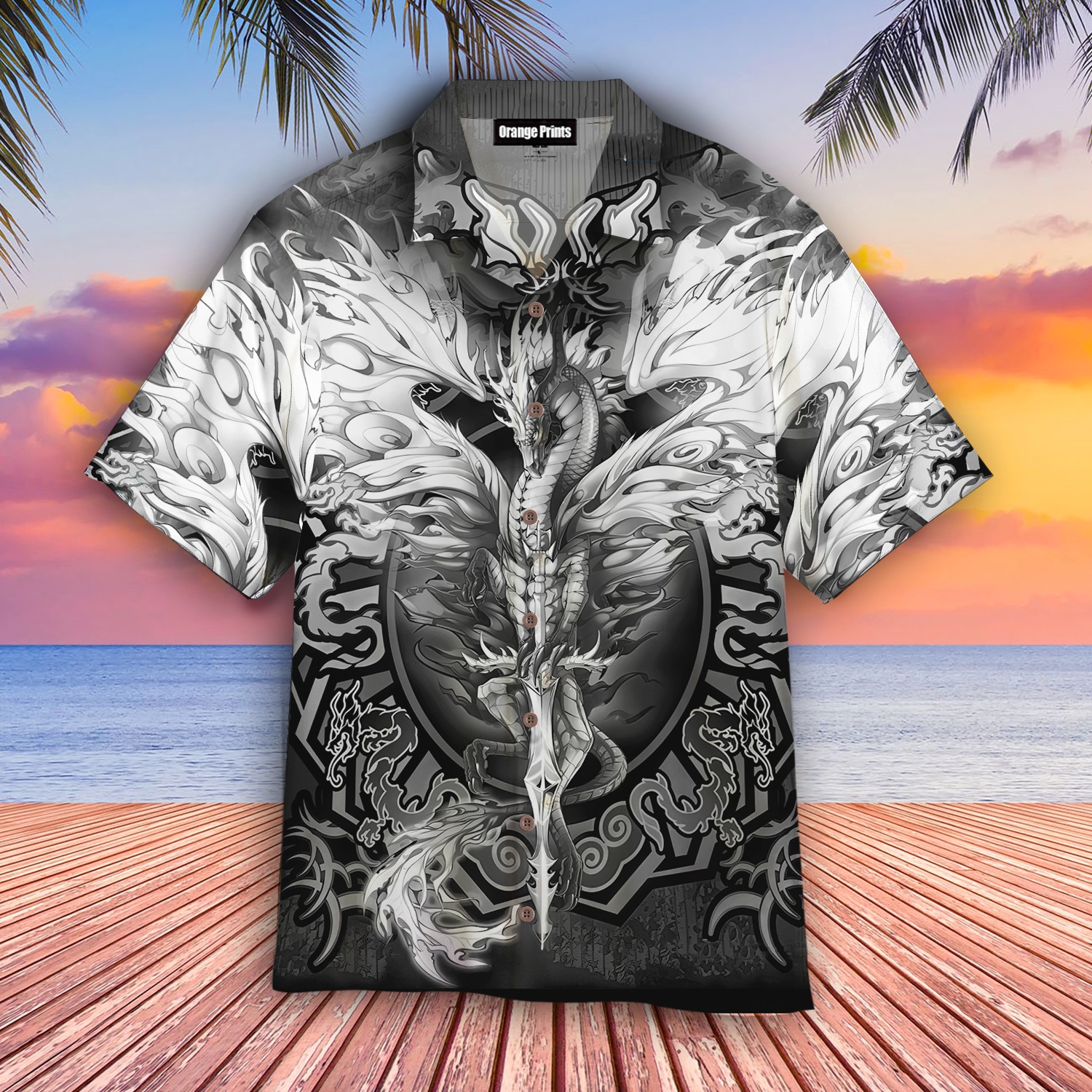 White Dragon Art Hawaiian Shirt