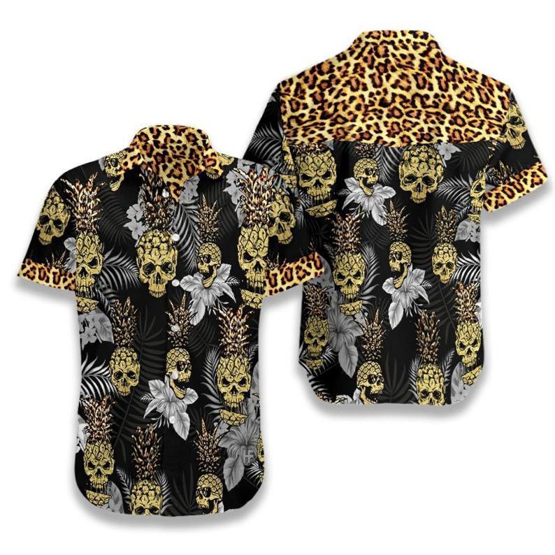 Pineapple Skull Leopard Hawaiian Shirt