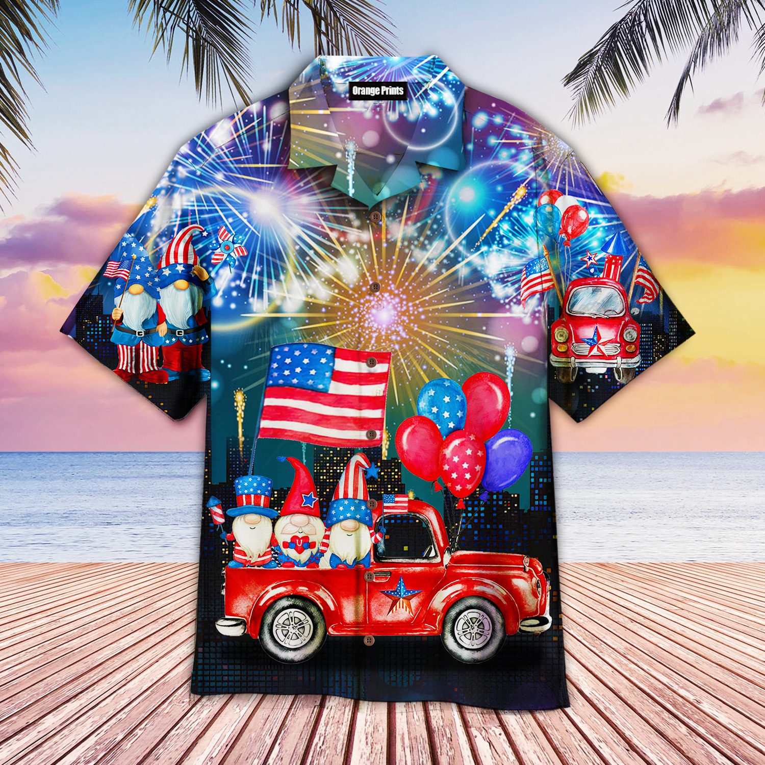 4th Of July Independence Day Cheerful Gnomes Hawaiian Shirt