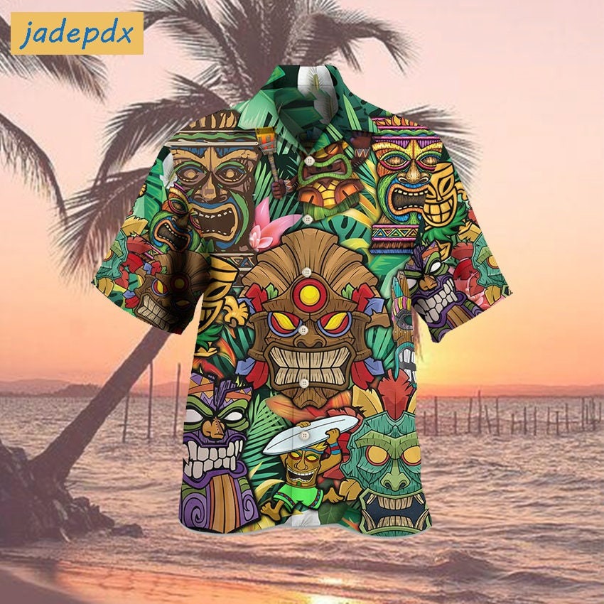 Tiki With Tropical Style Hawaiian Shirt