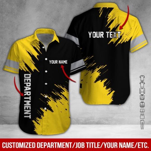 Yellow Heavy Equipment Custom Name Hawaiian Shirt