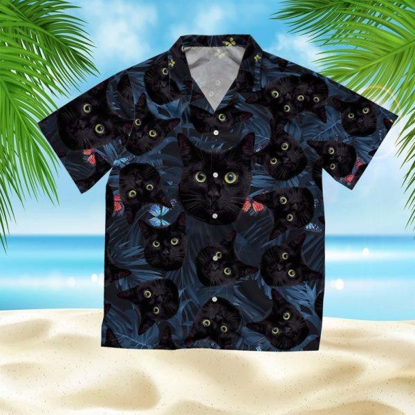Tropical Black Cat Hawaiian Shirt