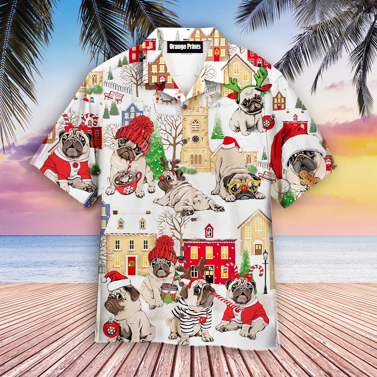 Puggy Dog Merry Christmas Hawaiian Shirt