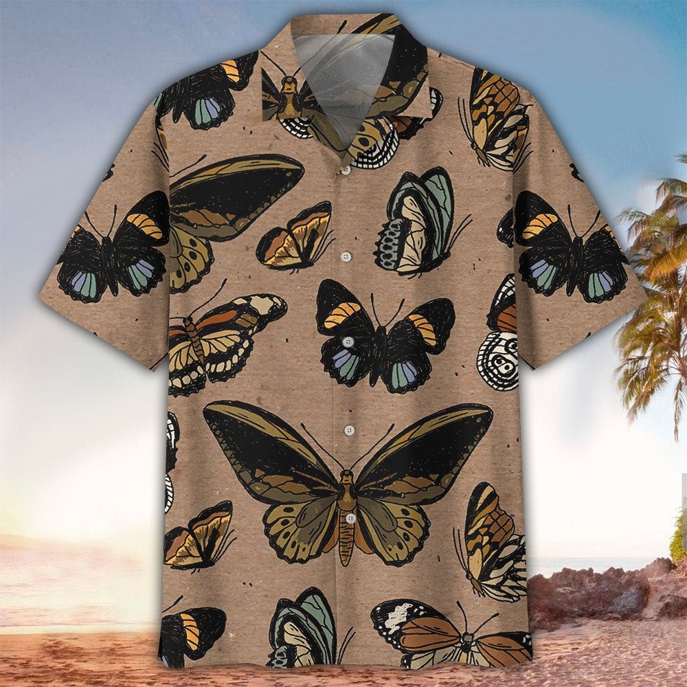 Vintage Butterfly Pattern Hawaiian Shirt