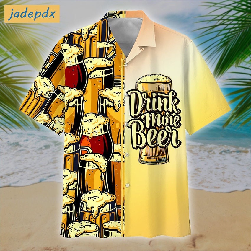 Vintage Design Drink More Beer Hawaiian Shirt