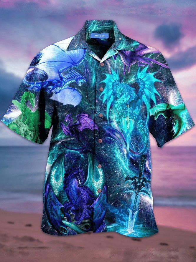 Fantasy Blue Dragon Hawaiian Shirt