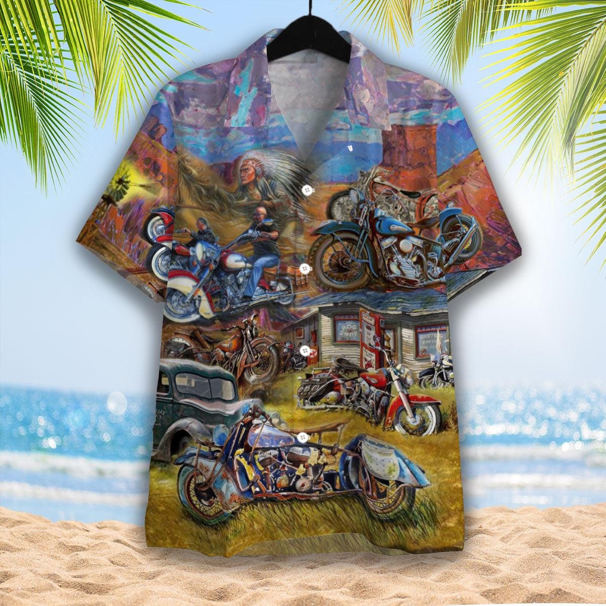 Vintage Motorcycle Hawaiian Shirt