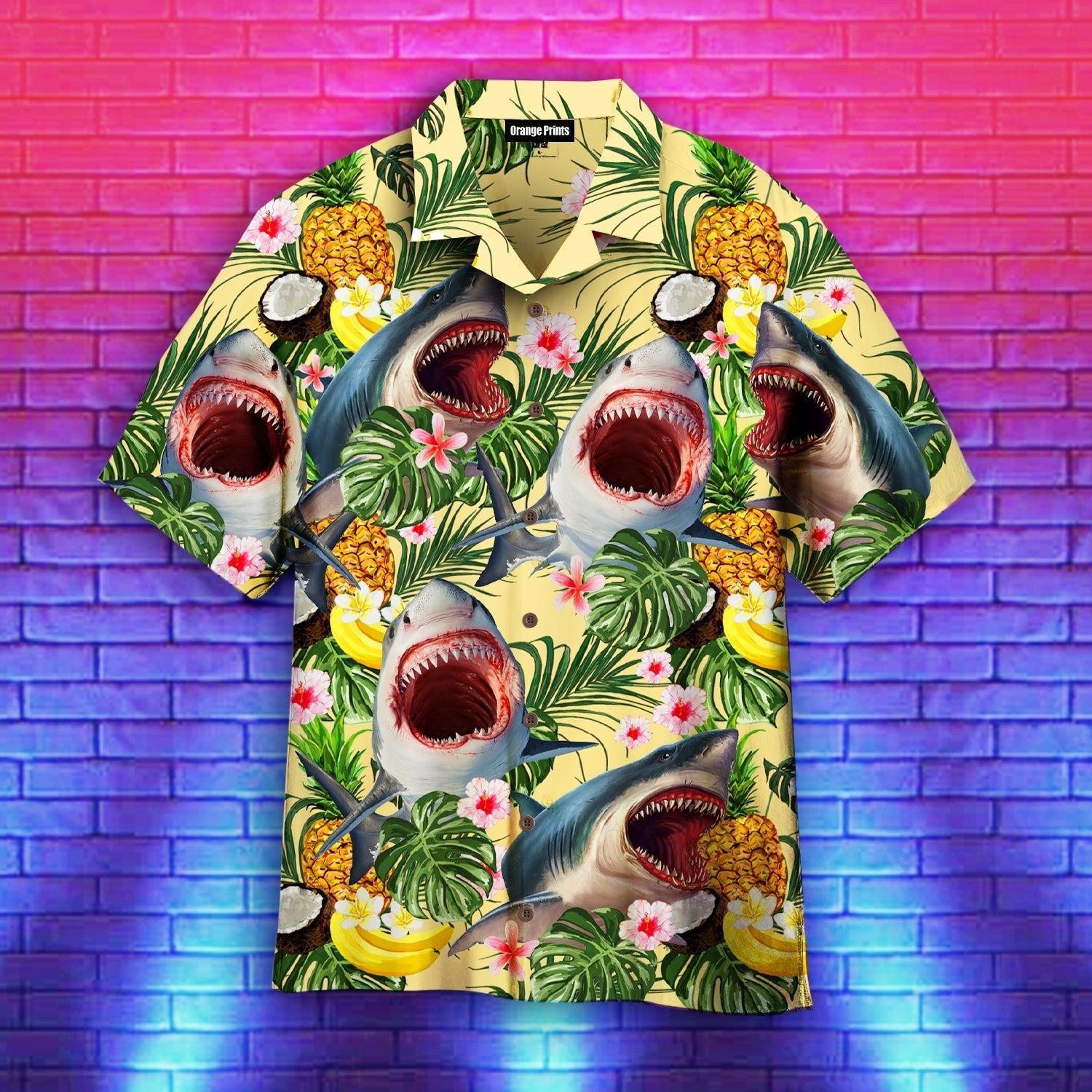 Shark Attack Pineapple Tropical Hawaiian Shirt