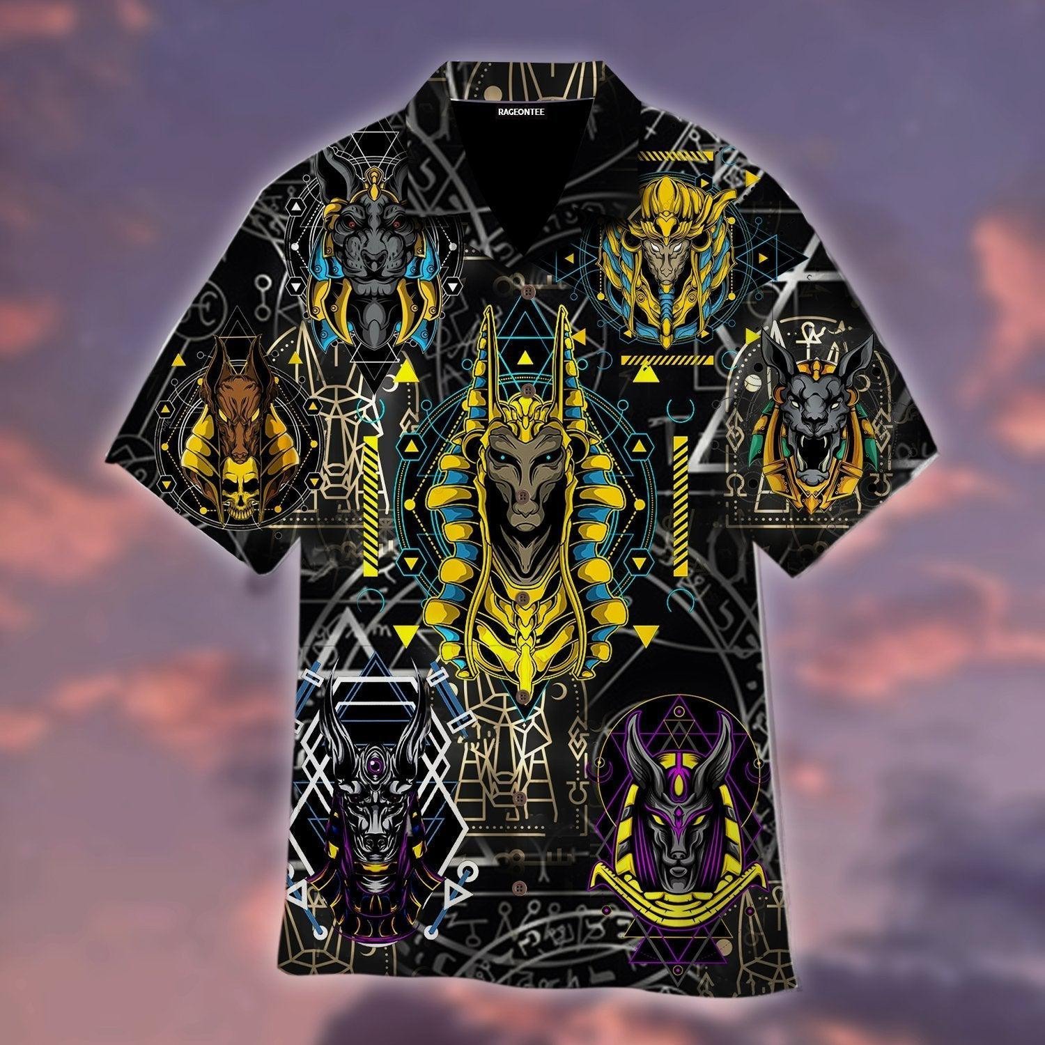 The Egyptian God Anubis Geometry Hawaiian Shirt