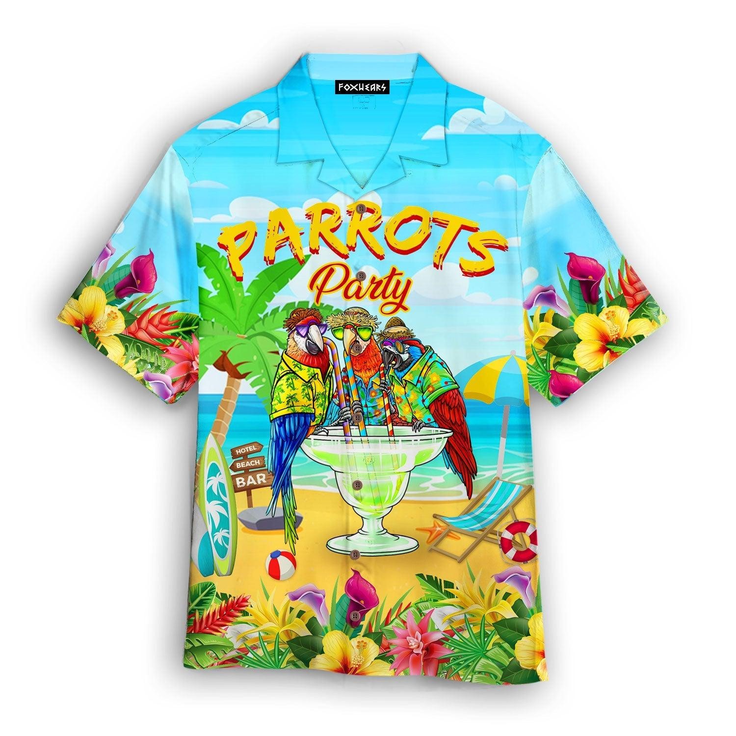 Parrots Party Drink Cocktail Hawaiian Shirt