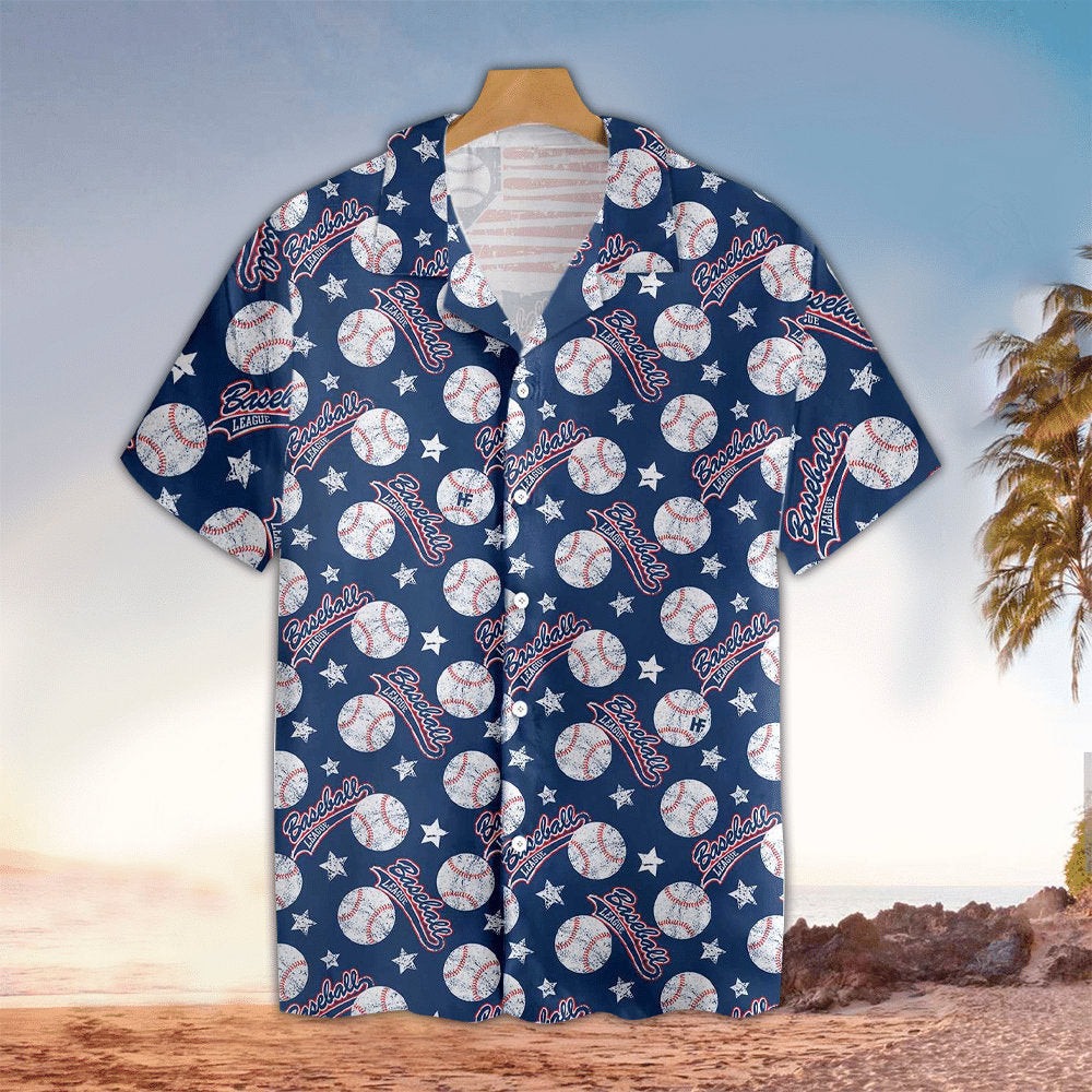 Baseball Blue Hawaiian Shirt