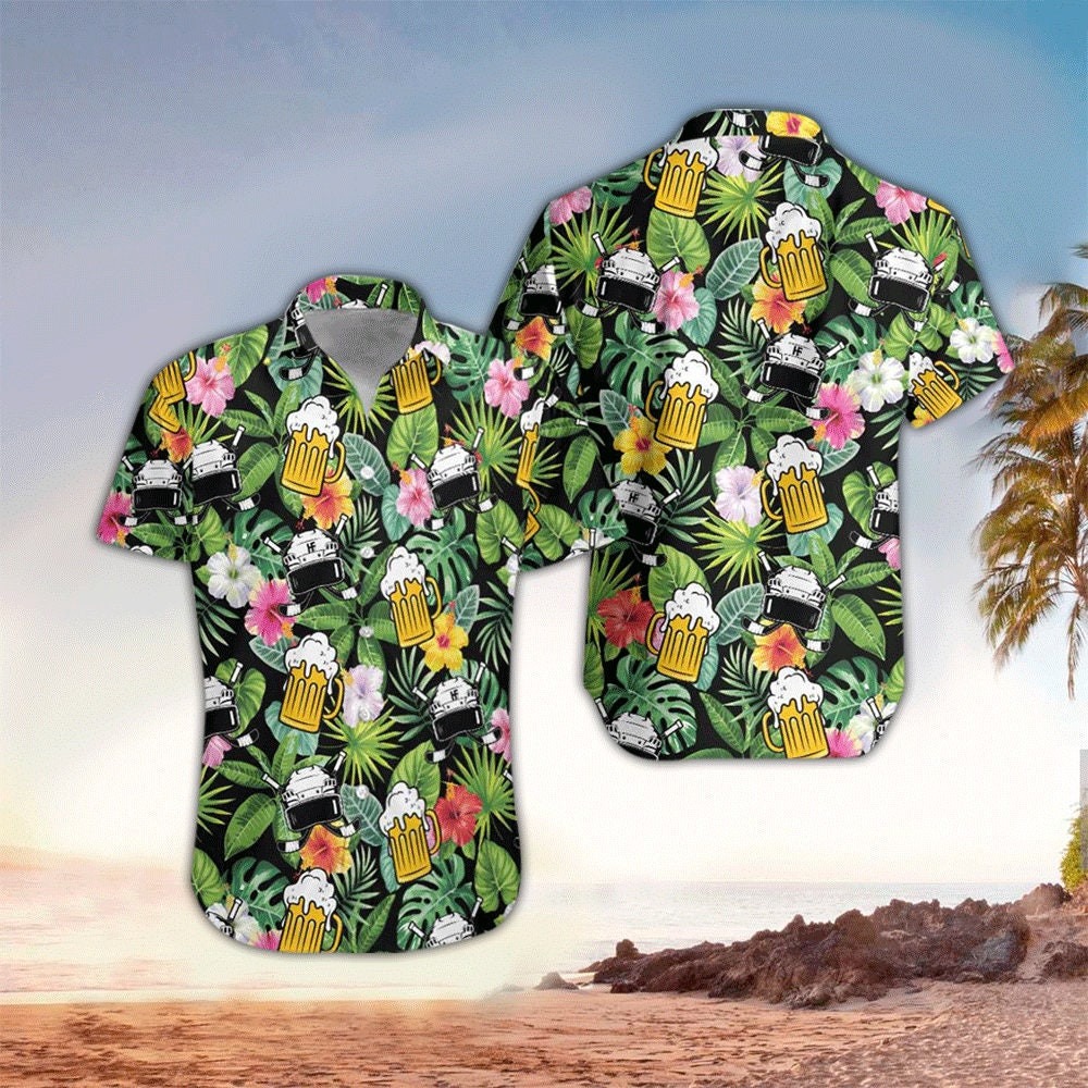 Tropical Hibiscus Beer Hawaiian Shirt