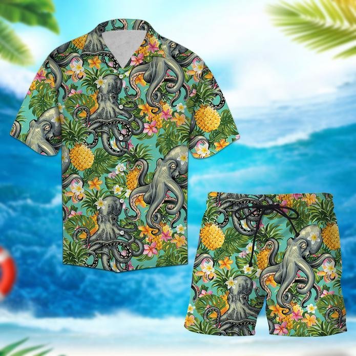 Tropical Pineapple Octopus Set Hawaiian Shirt