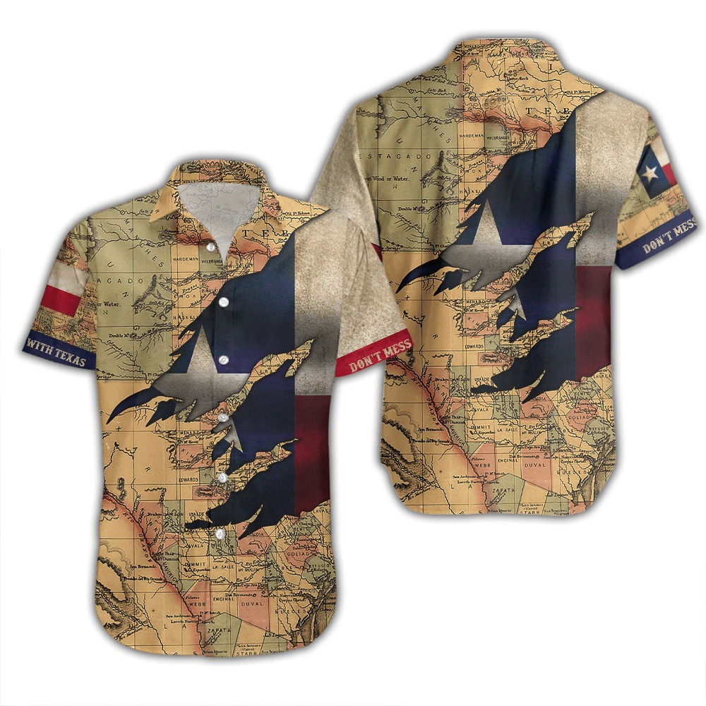 Texas Flag And Map Dont Mess With Texas Hawaiian Shirt
