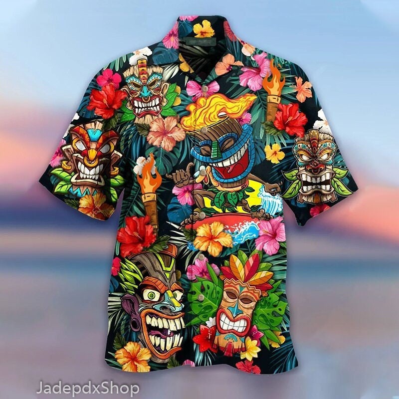Tiki Tropical tribe abstract beach Hawaiian Shirt