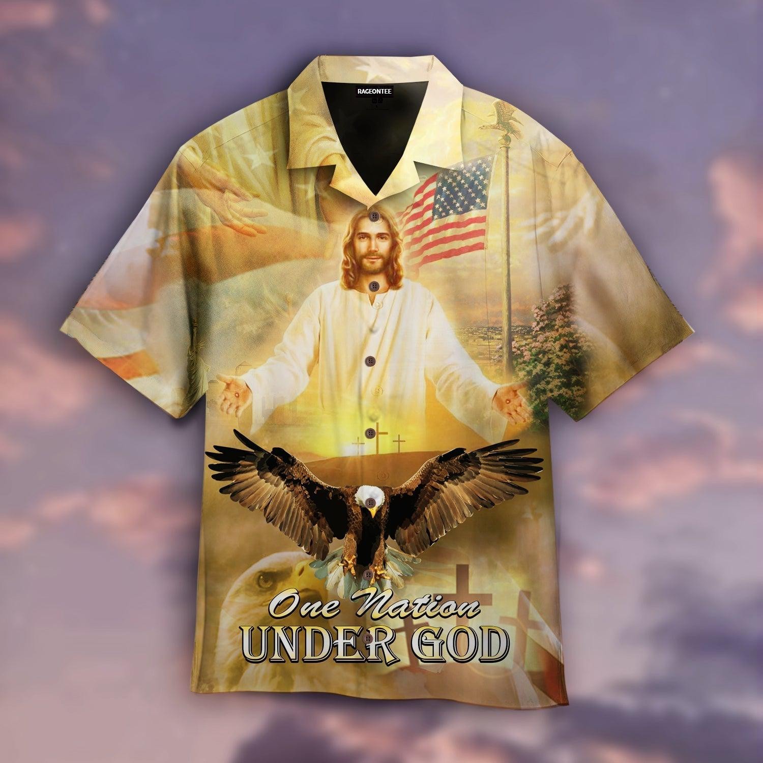 Jesus Bless American, One Nation Under God Hawaiian Shirt