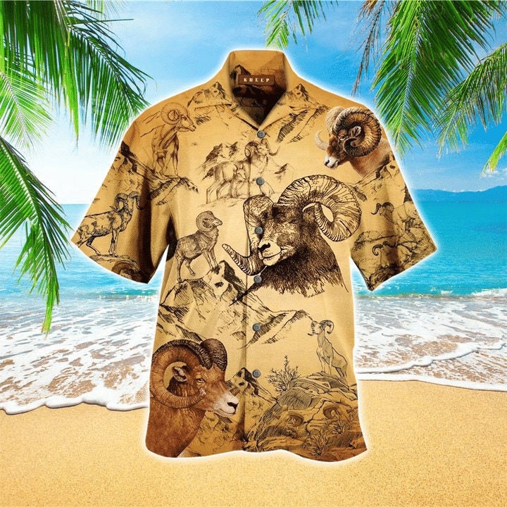 Sheep Vintage Yellow Hawaiian Shirt