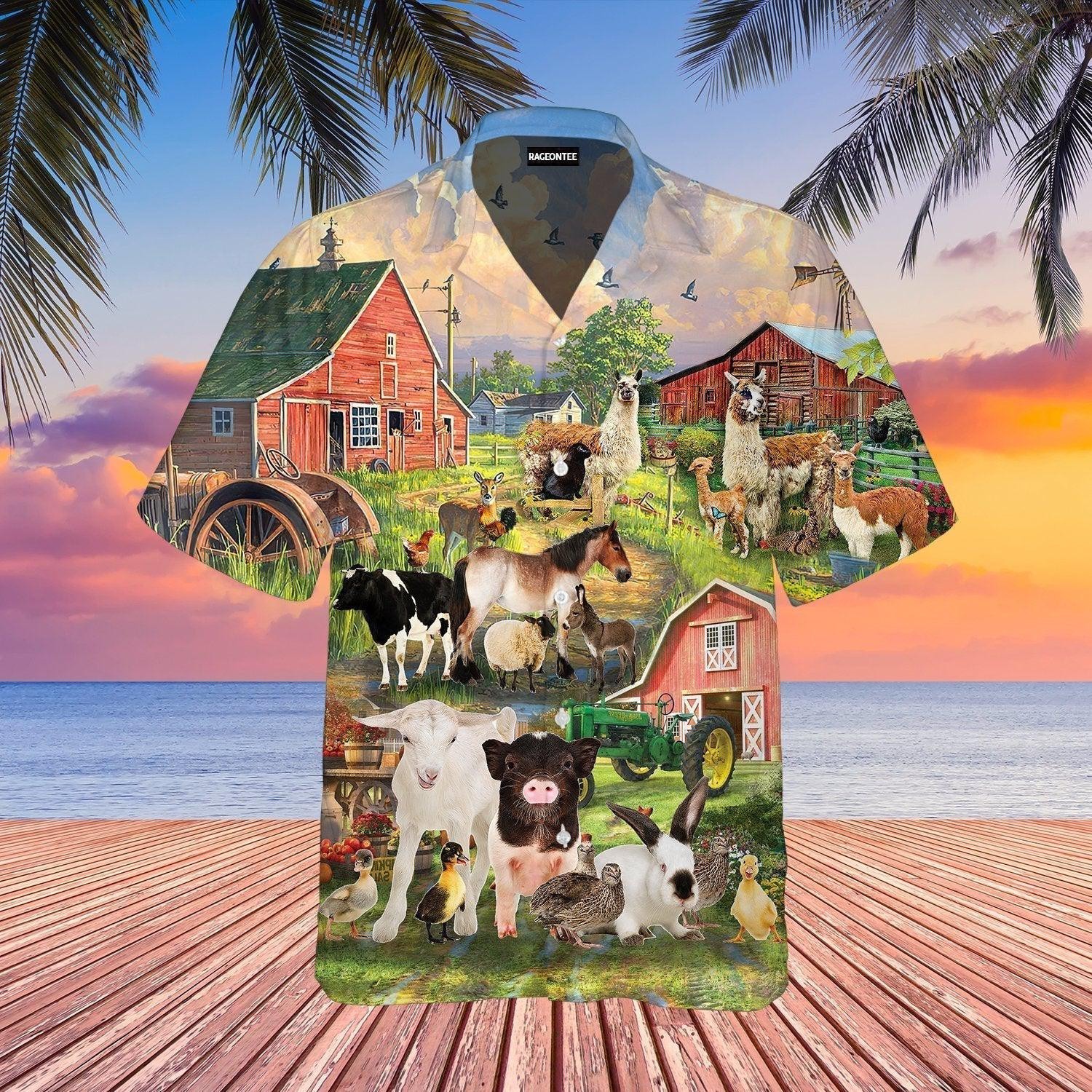 Funny Animal Farmer Hawaiian Shirt