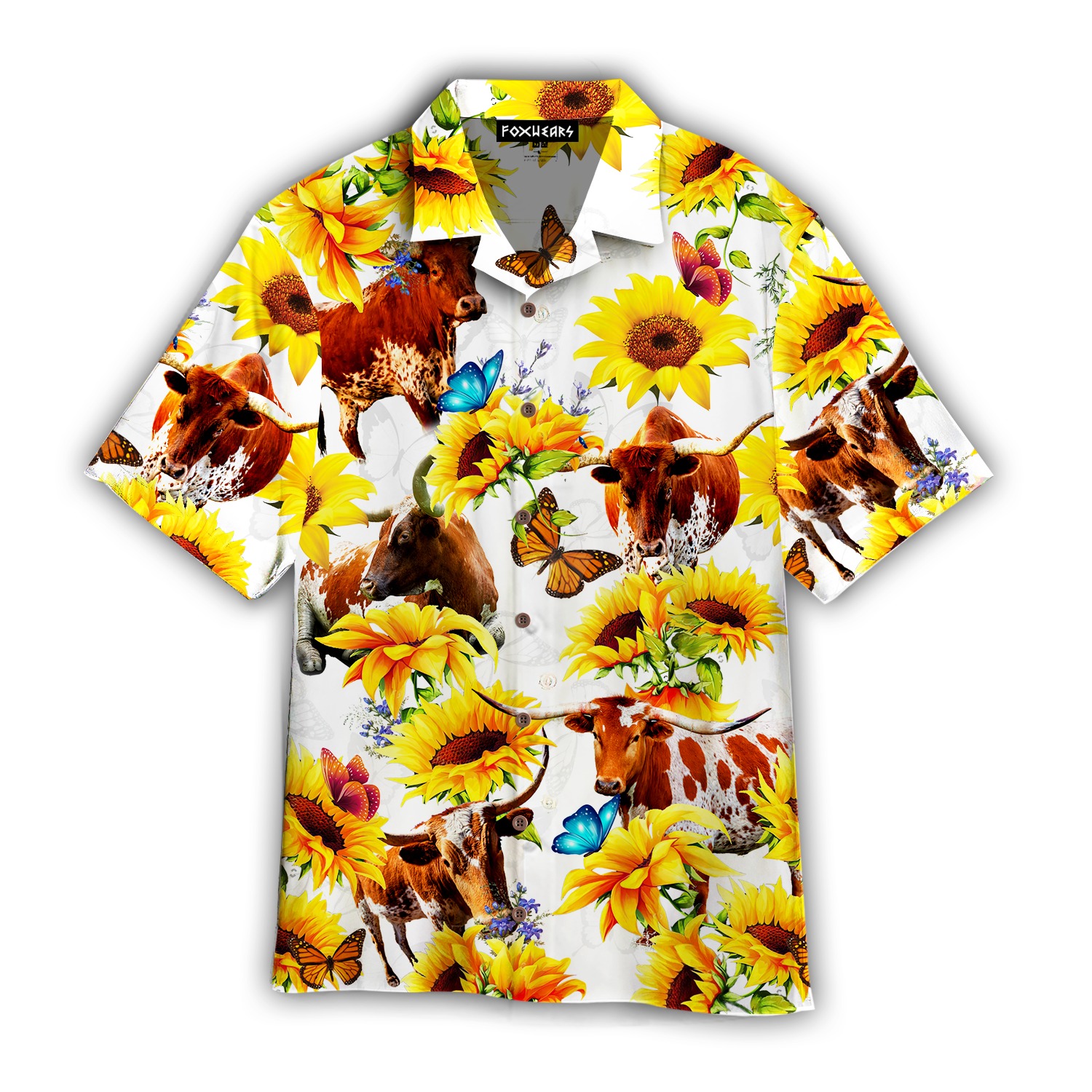 Texas Longhorn Sun Flower Hawaiian Shirt