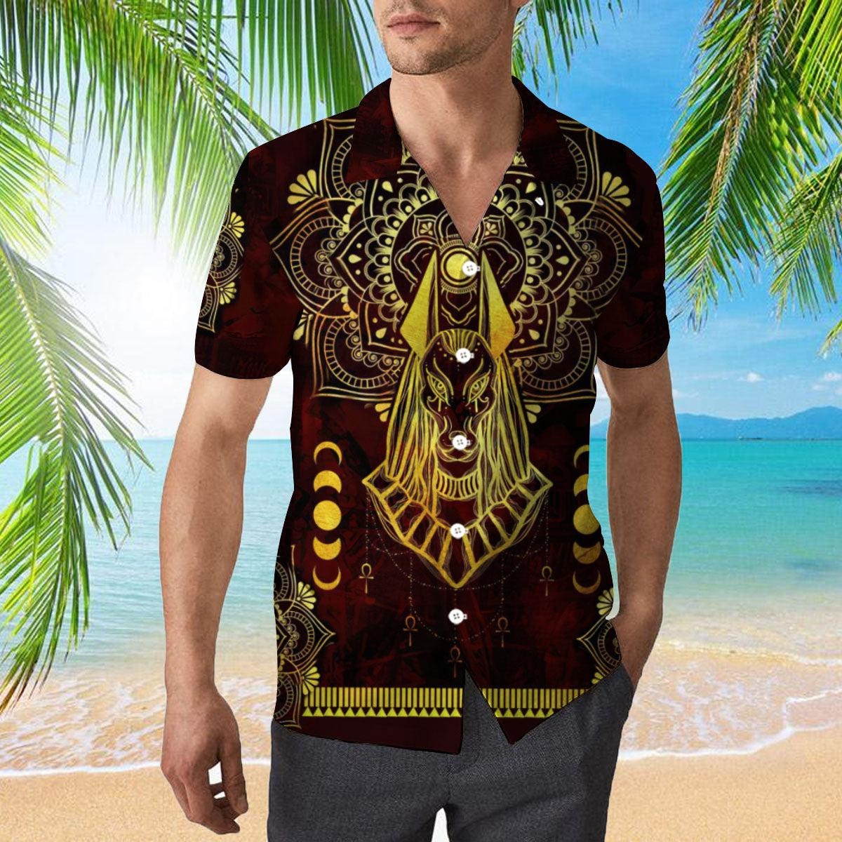 Ancient Egypt Anubis Pattern Hawaiian Shirt