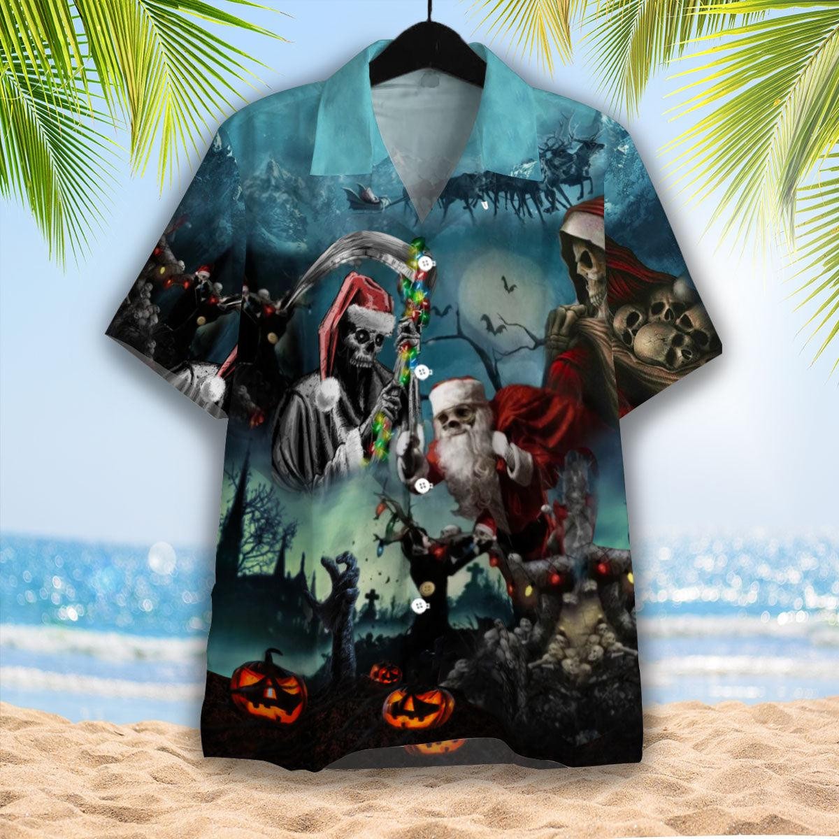 Christmas Santa Claus Skull Hawaiian Shirt