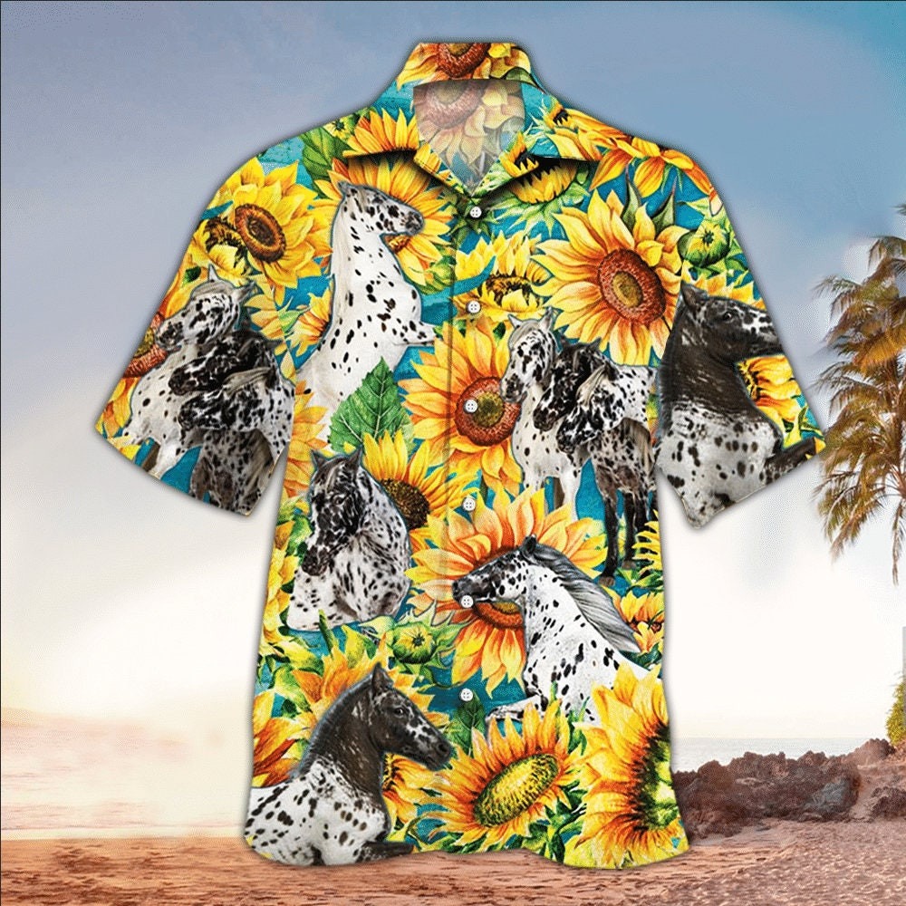 Sunflower & Horse Design Hawaiian Shirt