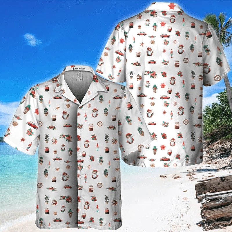 Santa Claus With Christmas Scene Hawaiian Shirt