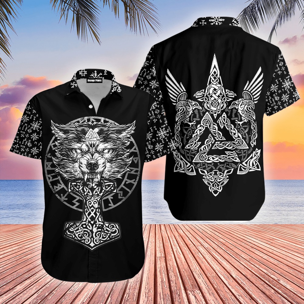 White Fenrir Viking Hawaiian Shirt