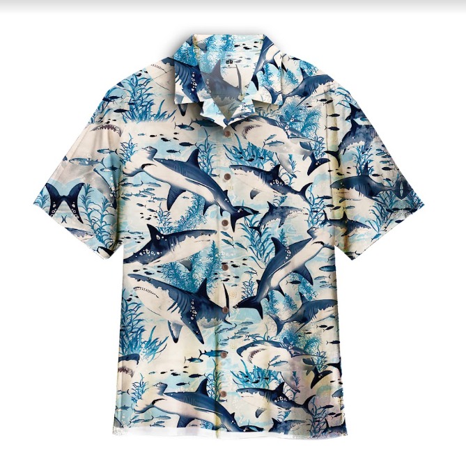 Swimming Shark Hawaiian Shirt