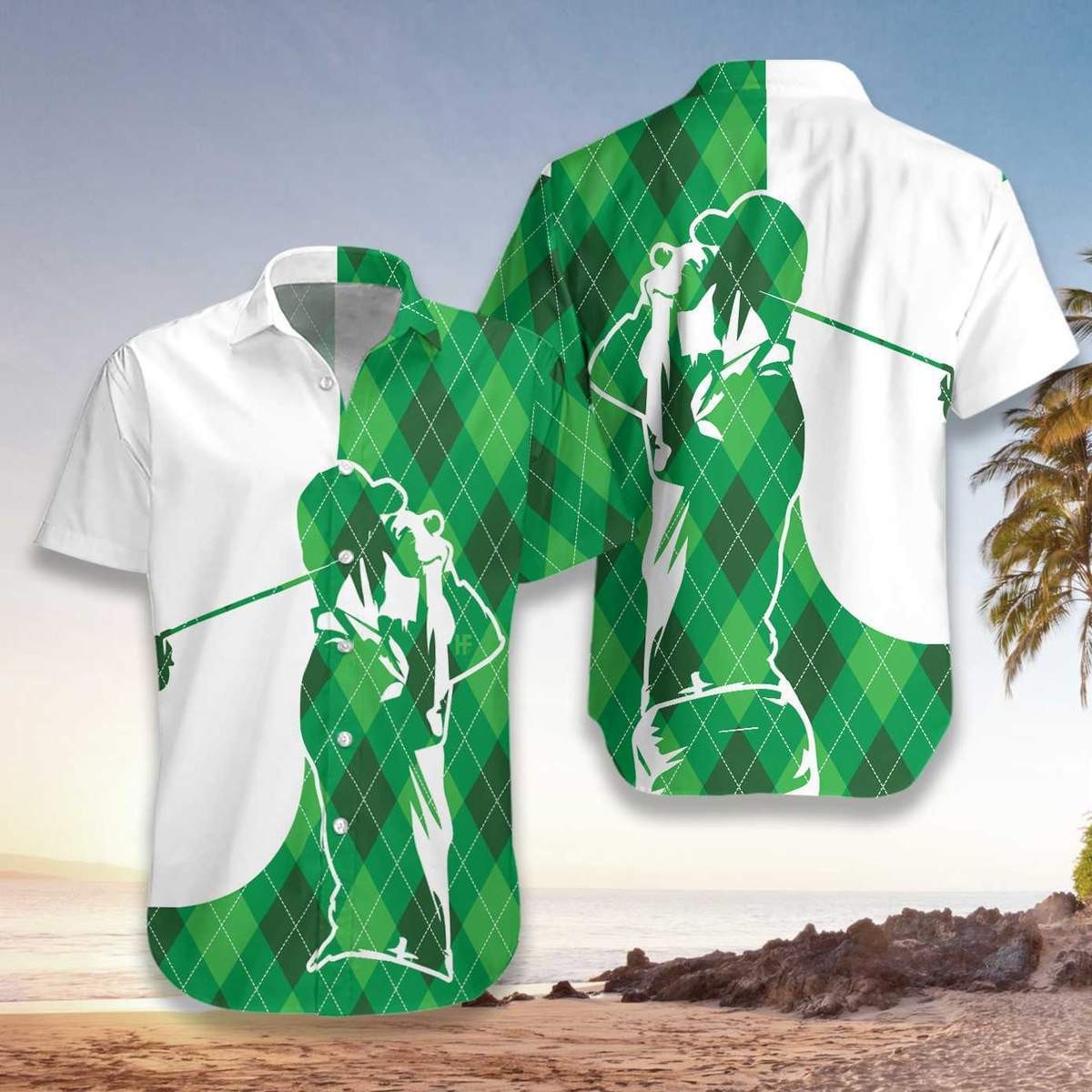Plaid Golfers Silhouette Hawaiian Shirt