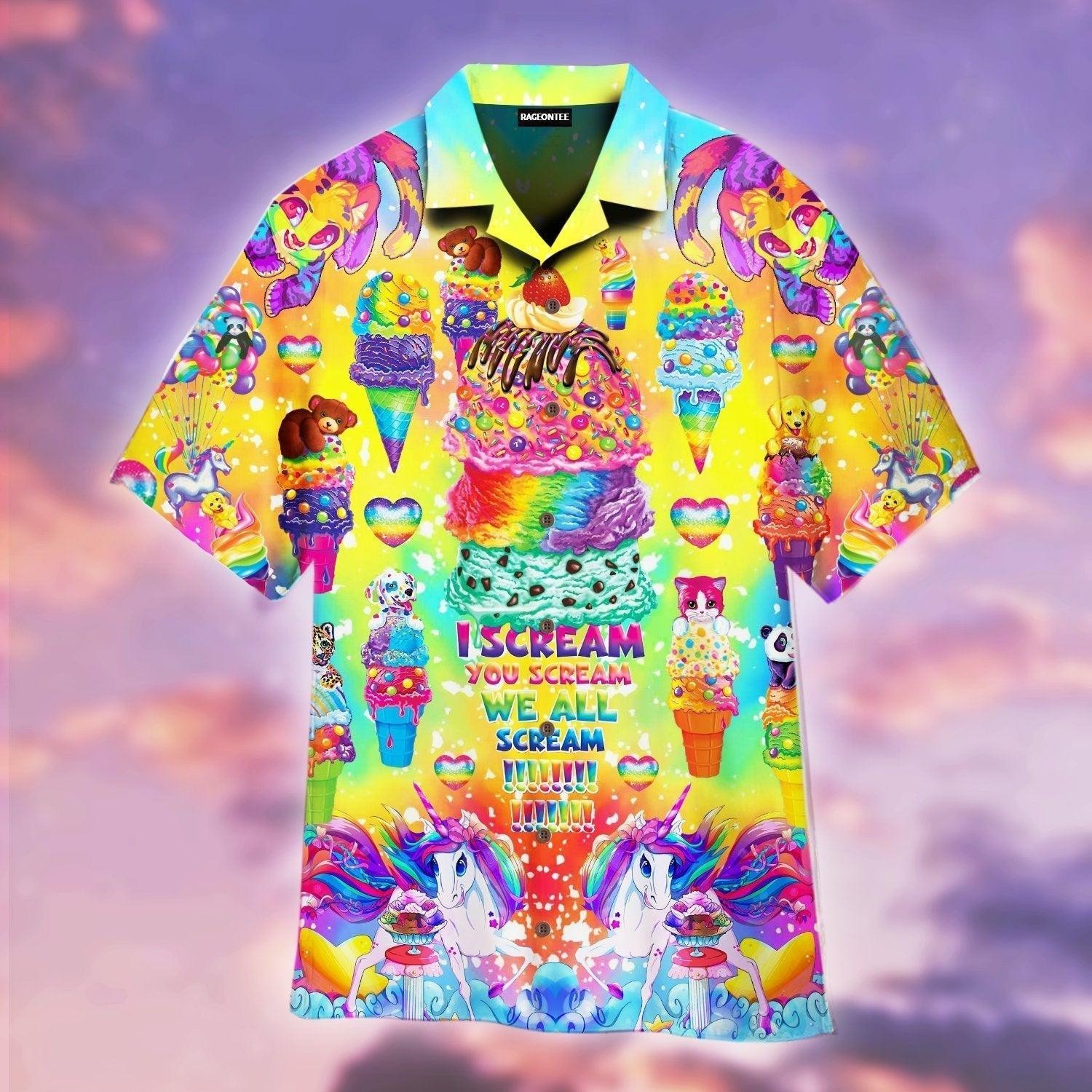 Colorful Rainbow Sweet Ice Cream Hawaiian Shirt