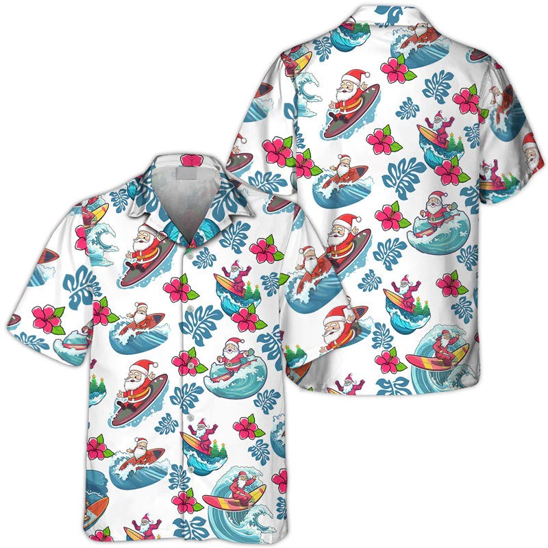 Santa Claus Surfing Hawaiian Shirt