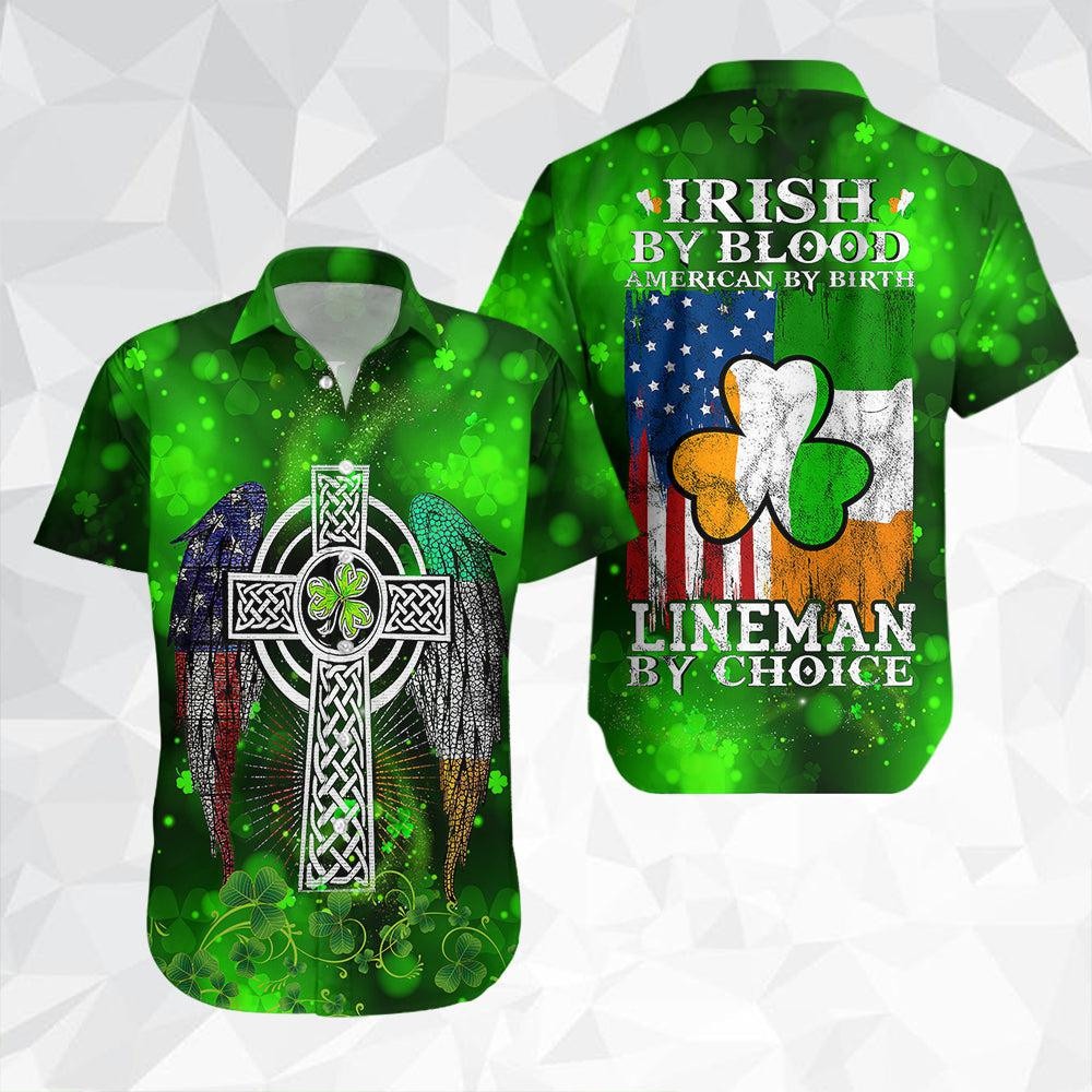 Irish Lineman St Patricks Day Hawaiian Shirt