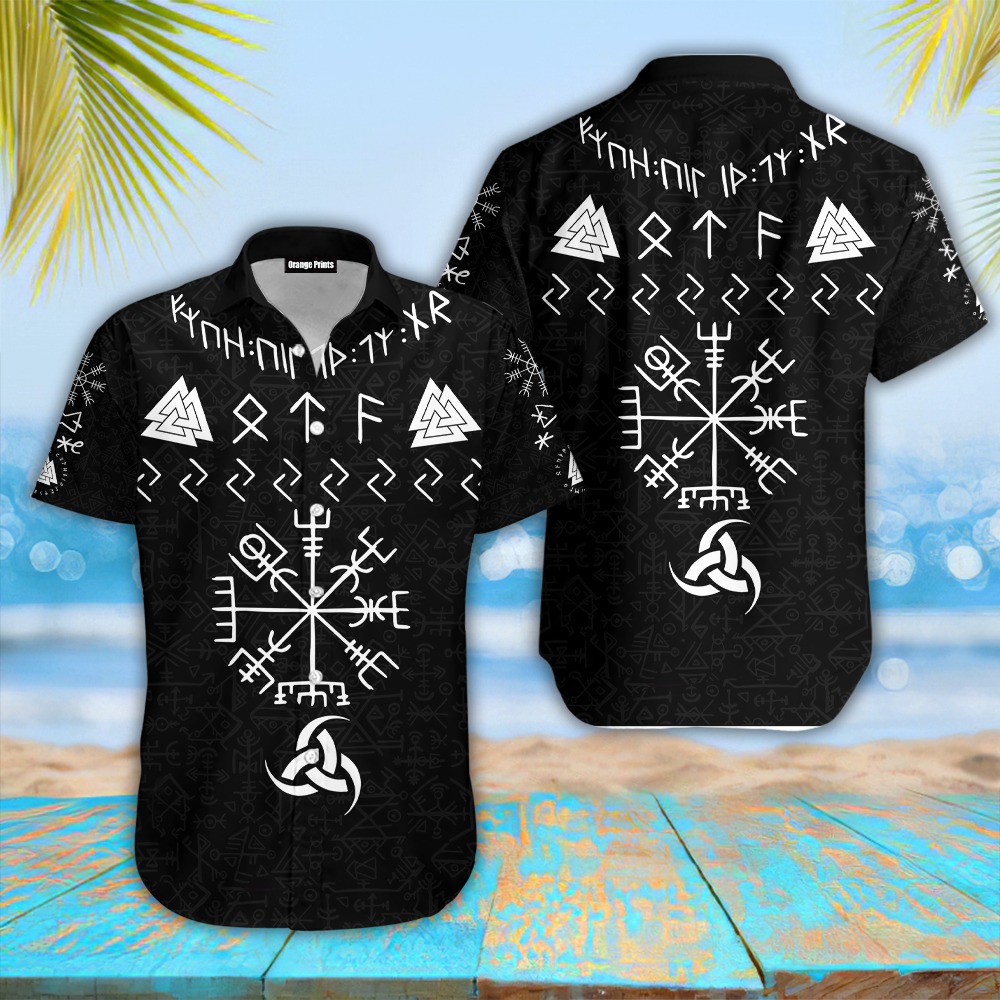 Viking Vegvisir Horn Of Odin Valknut Hawaiian Shirt