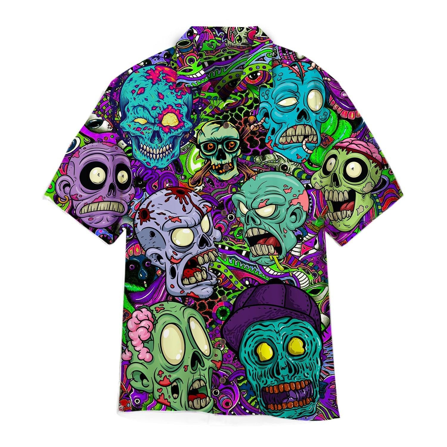 Zombie Skull Hippie Hawaiian Shirt