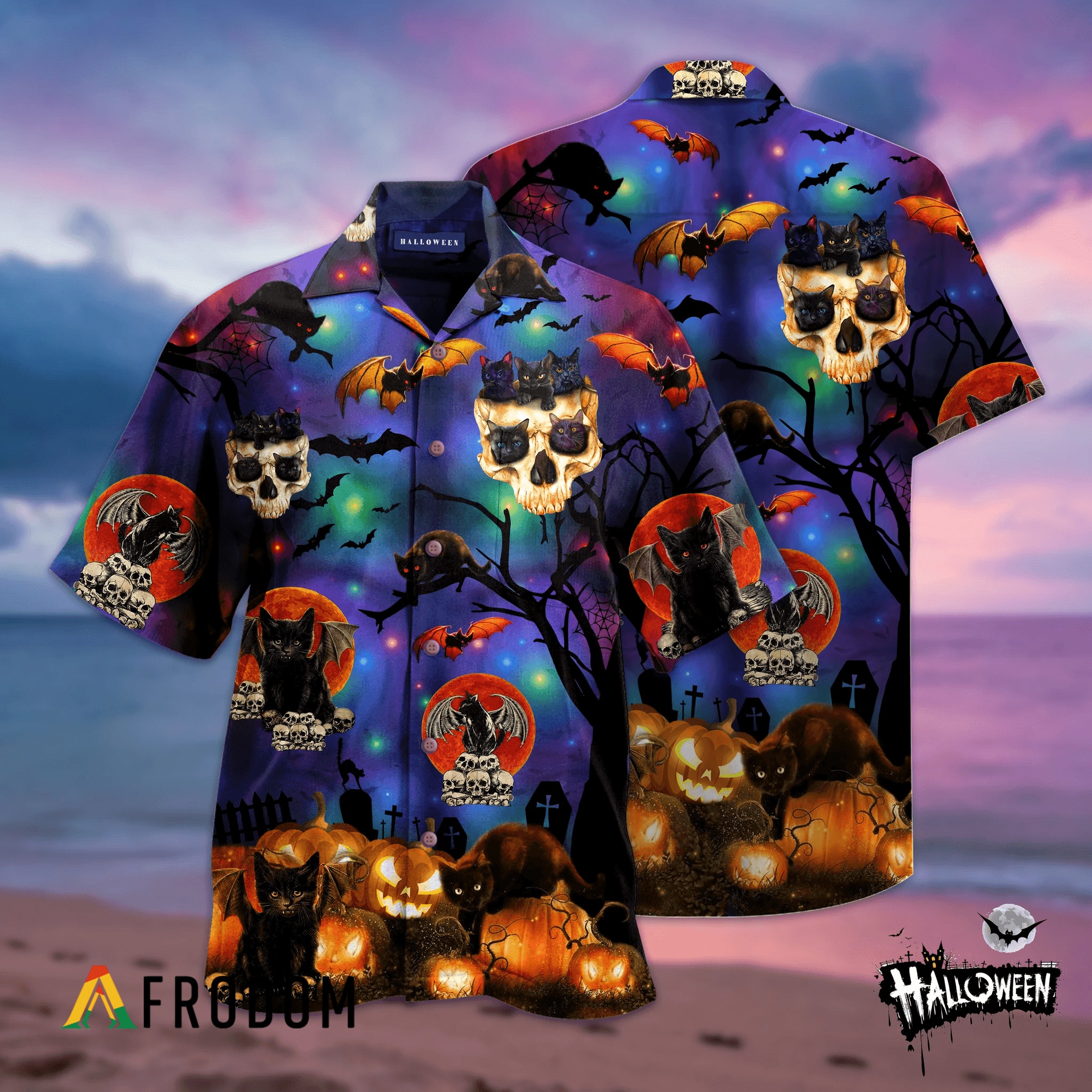 Scary Black Cat Hawaiian Shirt