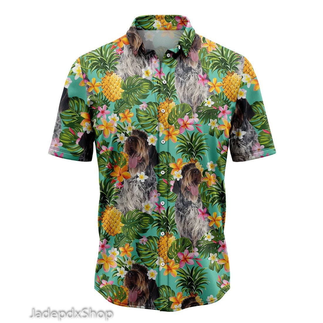 Tropical Pineapple Wirehaired Pointing Griffon Hawaiian Shirt