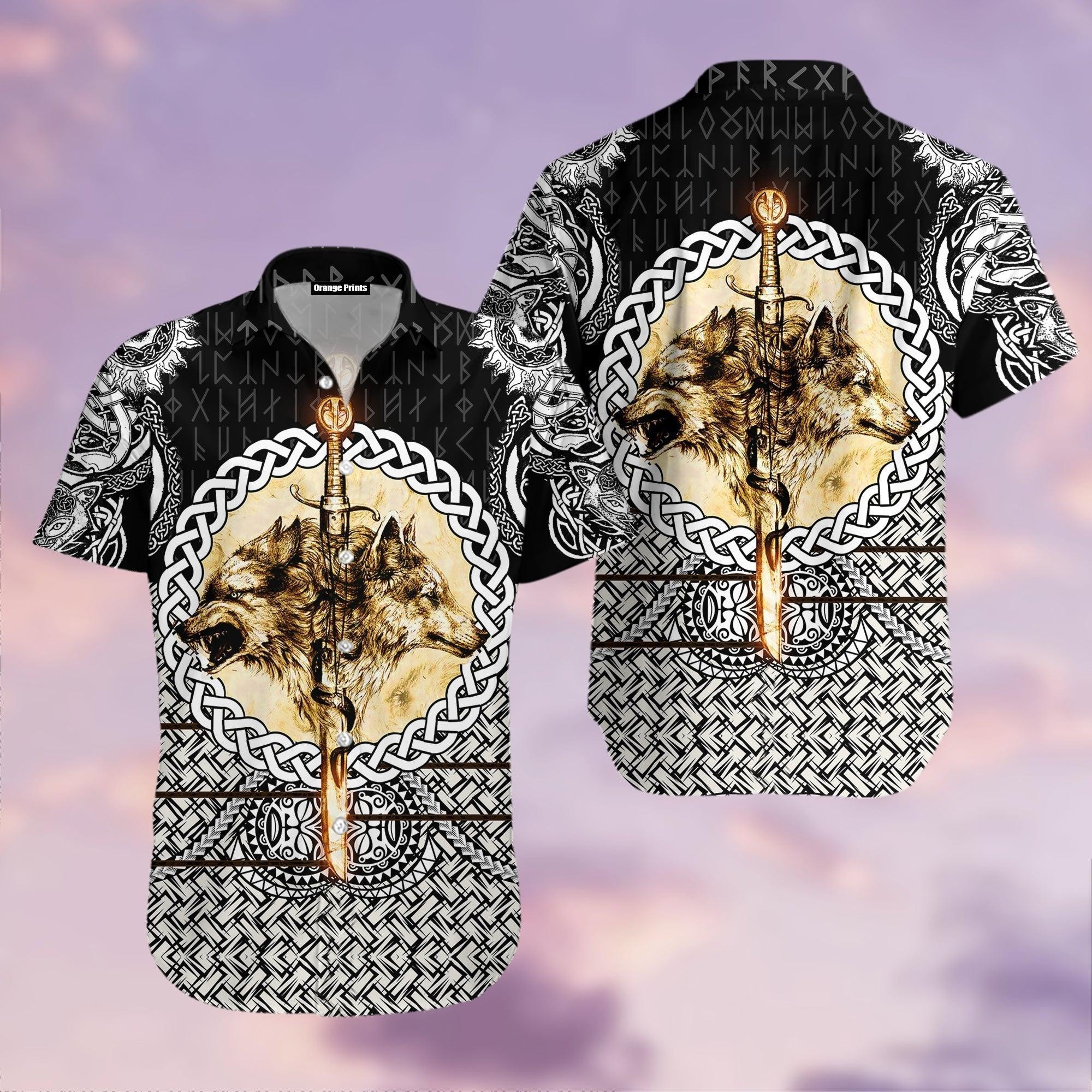 Wolf & Viking Tattoo Hawaiian Shirt